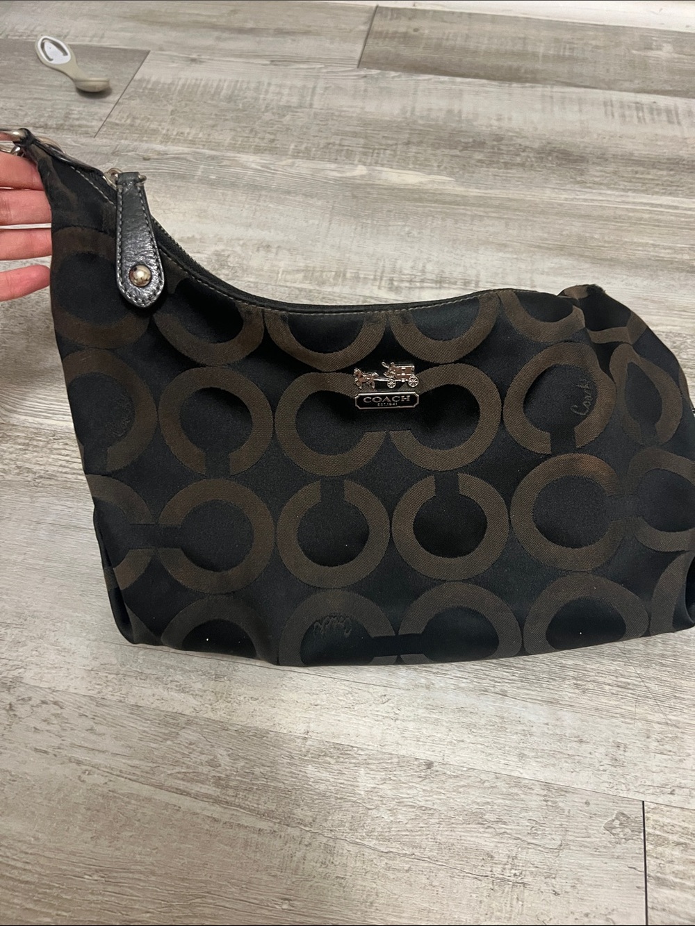 Coach Black Signature Hobo Shoulder Bag